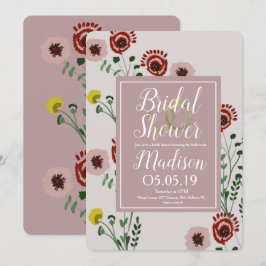 Broderade blombröllopsfest vintage-folie-ringar inbjudningar