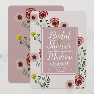 Broderade blombröllopsfest vintage-folie-ringar inbjudningar