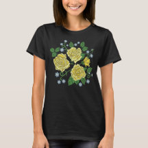 Broderade gul rosblommor