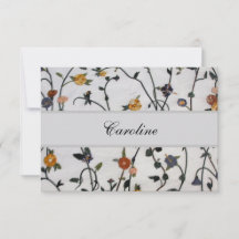 Broderade Vinrankor Platt Tackkort