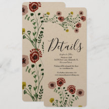Broderade Vintage Blommiga Botaniska Bröllopsdetal