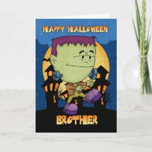 broderhalloween kort med att stampa för frankie