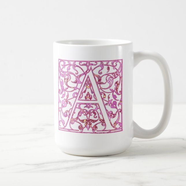 Broderi Rosa A Monogram Kaffemugg (Höger)