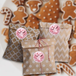 Broderi Rosa Julslinga Runt Klistermärke