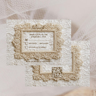 Broderi Tidlös Spets QR-kod Bröllop RSVP-kort OSA Kort