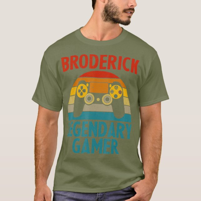 BRODERICK Gift Namn Personlig Funny Gaming T Shirt (Framsida)