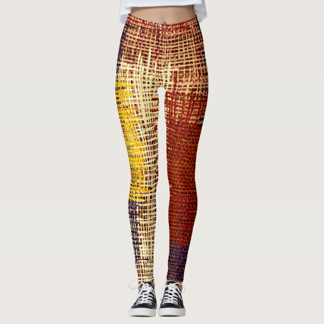 Broderideg, färgad linjer, Bhemian stil Leggings (Framsida)