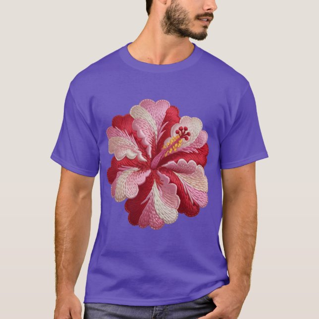 broderier hibiscus Oversiderad T Shirt (Framsida)