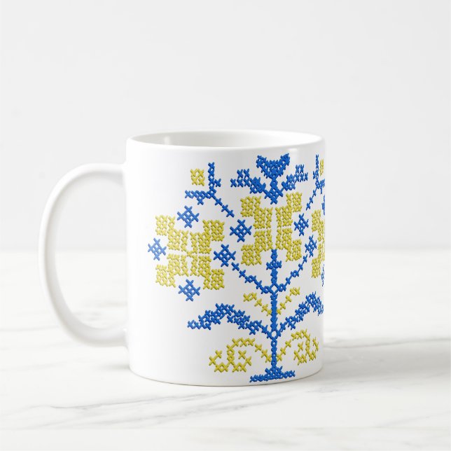 broderier kor i ukrainska färg kaffemugg (Vänster)