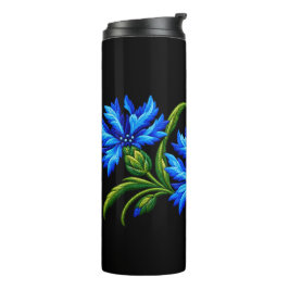 Broderiliknande blå kornblommor