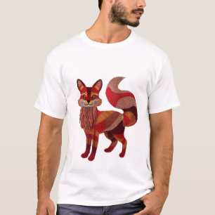 Broderiliknande Rävgrafik T-Shirt - Vibrant Wi