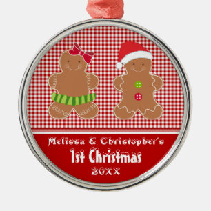 Broderlig twillingarbaby första prydnad för jul julgransprydnad metall