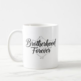 Broderlighet För Evigt Elegant Svart och Vit Skrif Kaffemugg