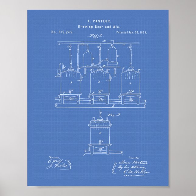 Bröderöl och ale 1873 Patent Art - Blåkopia Poster (Framsidan)