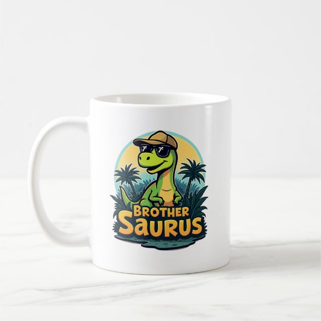 Brödersaurus – Rollig Tecknad Dinosauriebror  Kaffemugg (Vänster)
