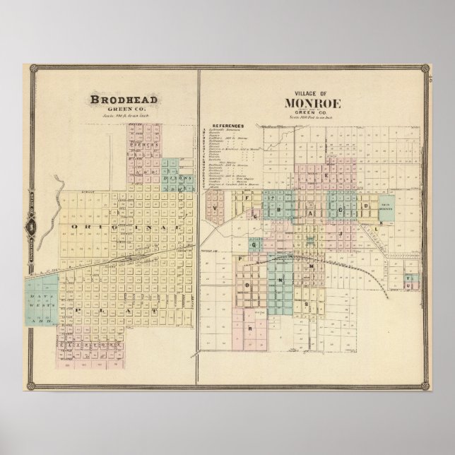 Brodhead and Village of Monroe, Grönt Co Poster (Framsidan)