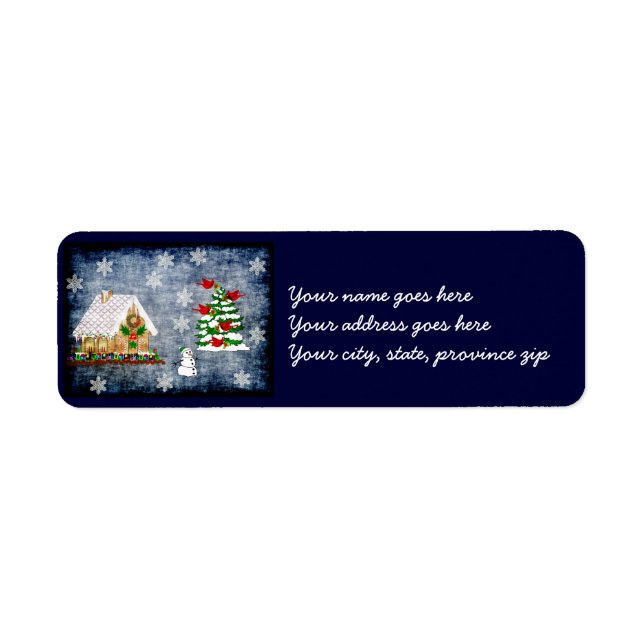 Brödhus i Snö Returadress Etikett (Framsidan)