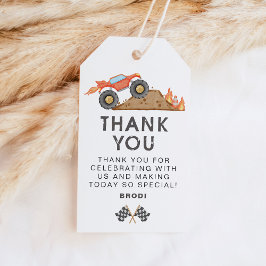 BRODI Röda Monster Truck Födelsedagspresent Presentetikett