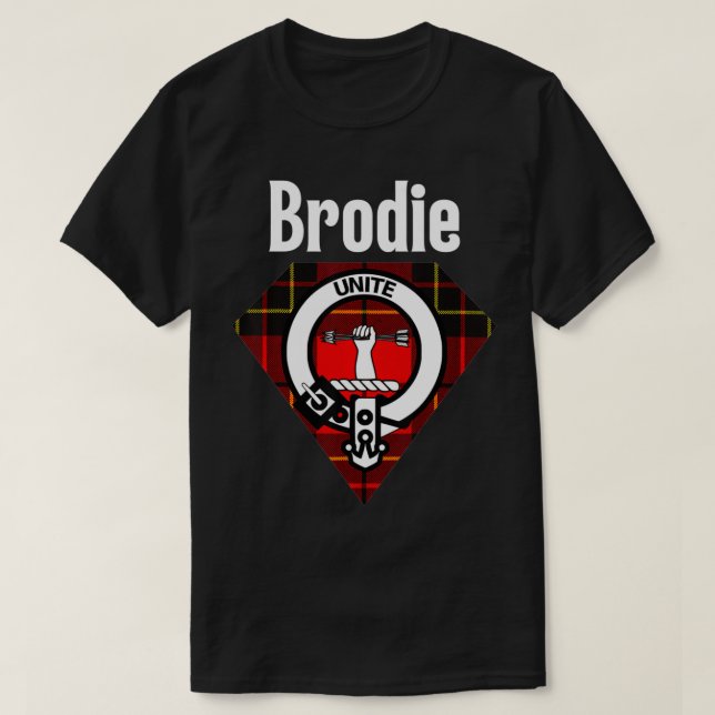 Brodie Clan Scottish Name Coat Of Arms Tartan  T Shirt (Design framsida)