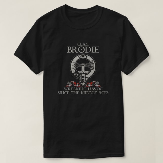 Brodie Dress Klan vapensköld Scottish surname tart T Shirt (Design framsida)