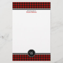 Brodie Family Tartan Red and Black Play Monogram Brevpapper