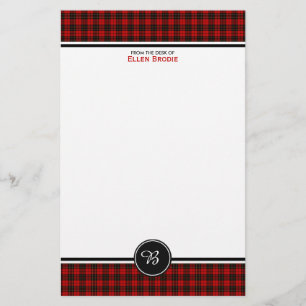 Brodie Family Tartan Red and Black Play Monogram Brevpapper