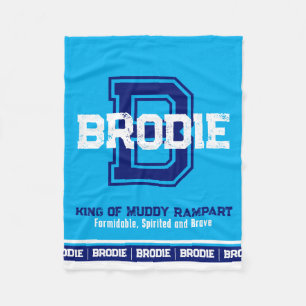 Brodie namn betyder sportmonogrammet ljusblått fleecefilt