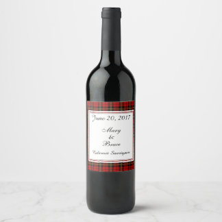 Brodie Red Scottish Wedding Wine Label Vinflaska Etikett