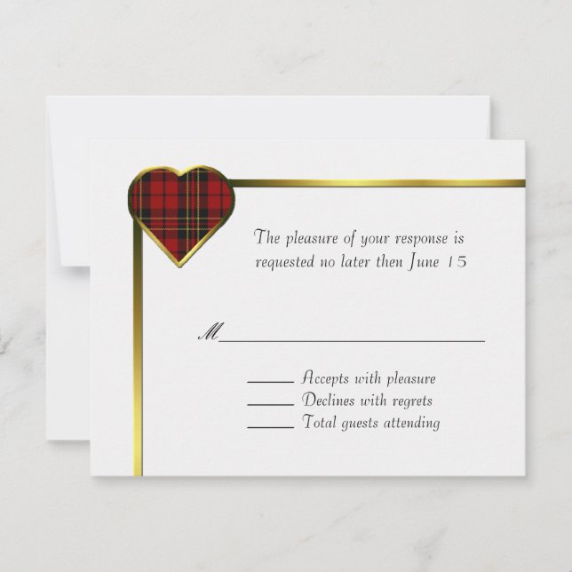 Brodie Tartan Play Heart Bröllop OSA Card Kort (Framsida)