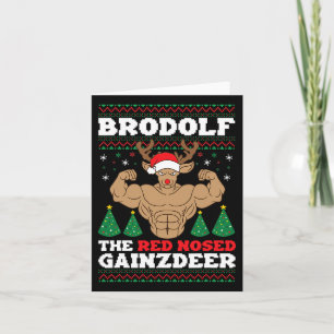 Brodolf Funny jul Buff Reindeer Gym Bodybuil Kort