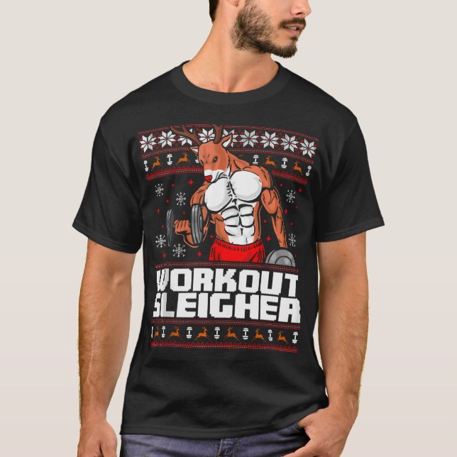 Brodolf Gym Workout Funny Ugly jul Rudolph T Shirt (Framsida)
