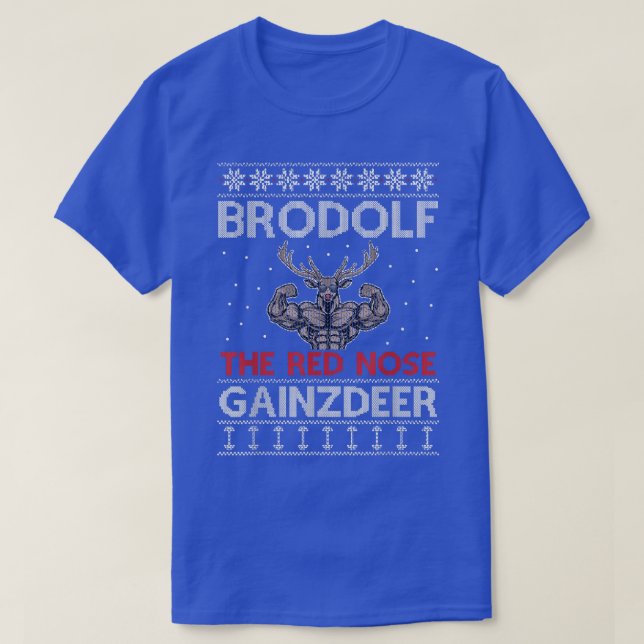 Brodolf Reindeer Funny jul Gym Body Builder T Shirt (Design framsida)