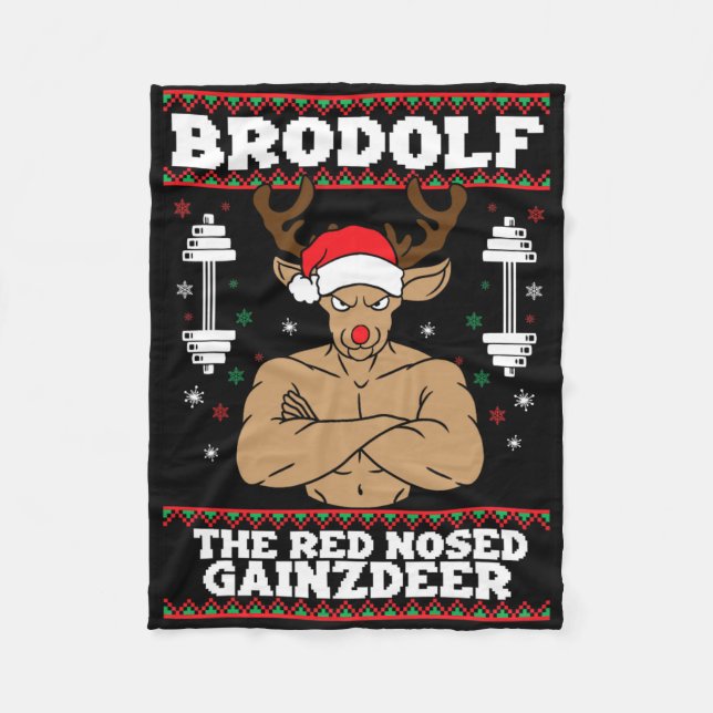 Brodolf Rolig Jul Buff Ren Gym Bodybuilding Fleecefilt (Framsidan)