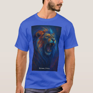 Brödrosande Lejon - Blå och Orange-glöd T-Shirt