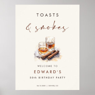 Brödrost och röker Whisky & Cigar Födelsedagsvälko Poster