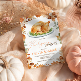 Brödrostad kalkon Ekskörd Thanksgiving-inbjudan Inbjudningar