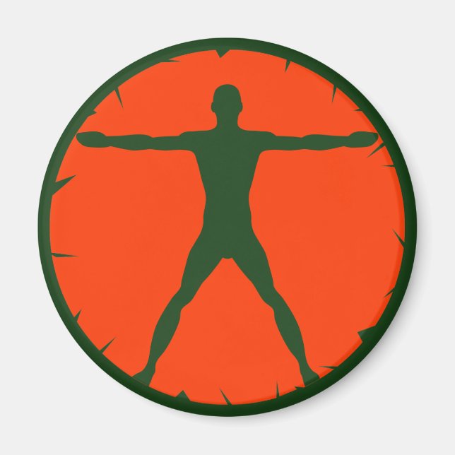 Brödtext, Galenhet Fitness Grönt, Orange Rund magn Magnet (Framsidan)