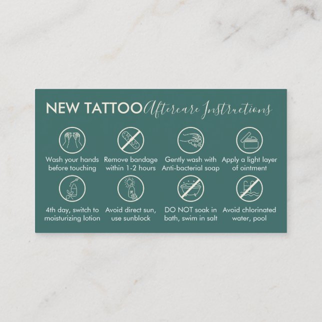 Brödtext Tattoo Art Efterhand Instructions Visitkort (Baksida)