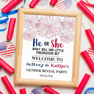 Broffare 4:e juli Gender Reveal Party Poster
