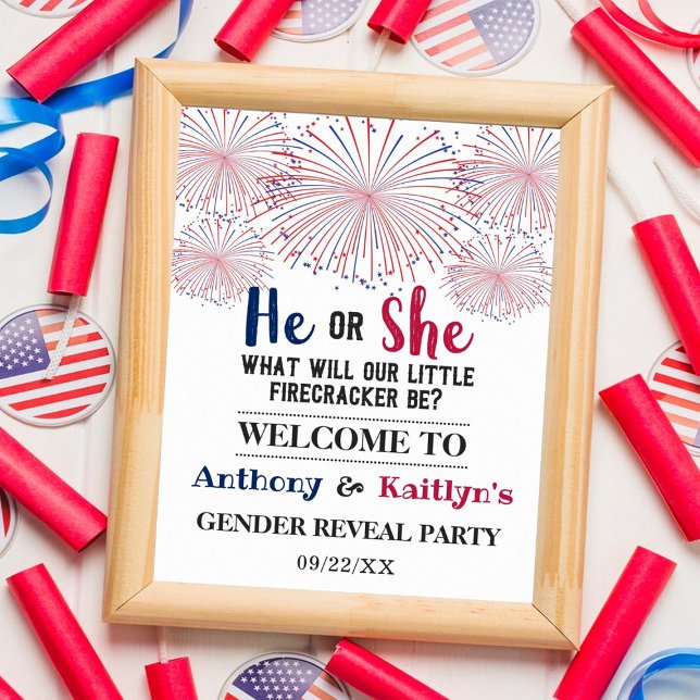 Broffare 4:e juli Gender Reveal Party Poster (Skapare uppladdad)