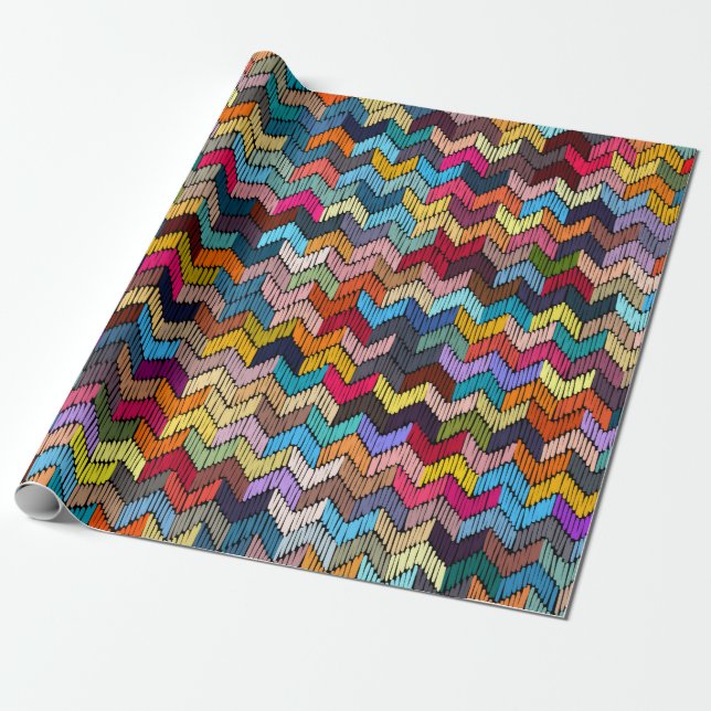 Broiderad sömlös geometrisk mönster. Ornament E Presentpapper (Utrullad)