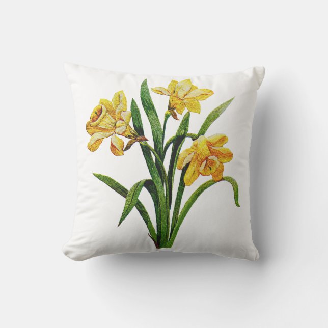 Broiderade Golden Daffodils Kudde (Framsida)
