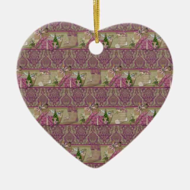 Brokadvictoriansk jul julgransprydnad keramik (Framsidan)