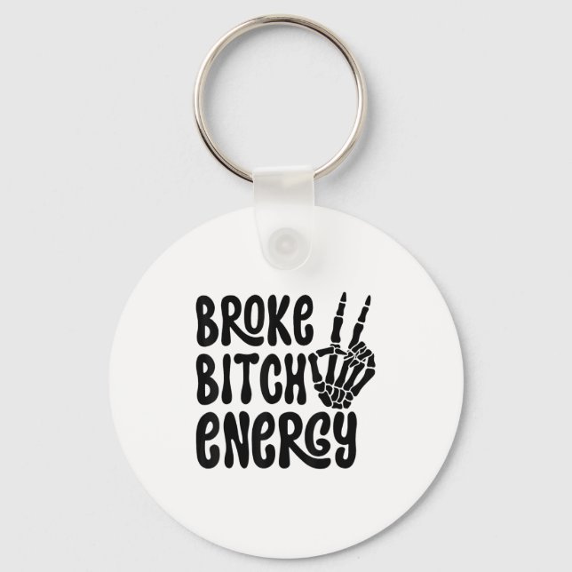 Broke Energy Funny Skeleton Hand Meme  Nyckelring (Framsida)