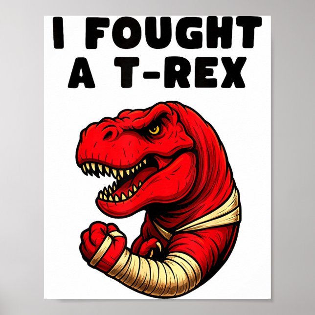 Broken Arm Recovery T-rex Kids Boys Dinosaur  Poster (Framsidan)
