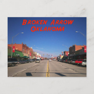 Broken Arrow Oklahoma Downtown View Vykort