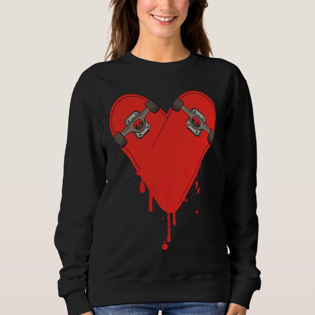Broken Bleeding Skateboard Heart T Shirt (Framsida)