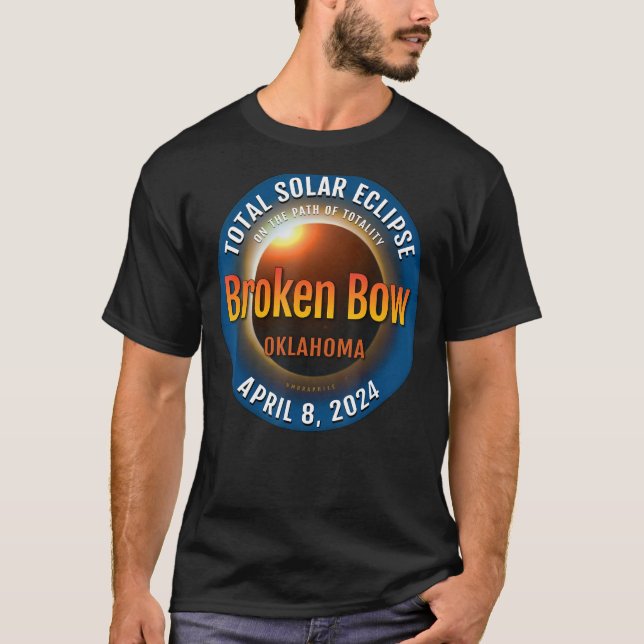 Broken Bow Oklahoma OK Total Solar Eclipse 2024 3 T Shirt (Framsida)