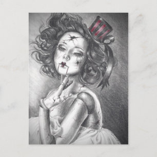 Broken Doll Postcard Creepy Doll Carnival Doll Vykort