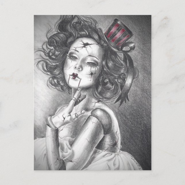 Broken Doll Postcard Creepy Doll Carnival Doll Vykort (Framsida)